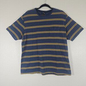 Patagonia Stripe T Shirt Tee Men Size Large Crew Neck Blue Organic Cotton Casual
